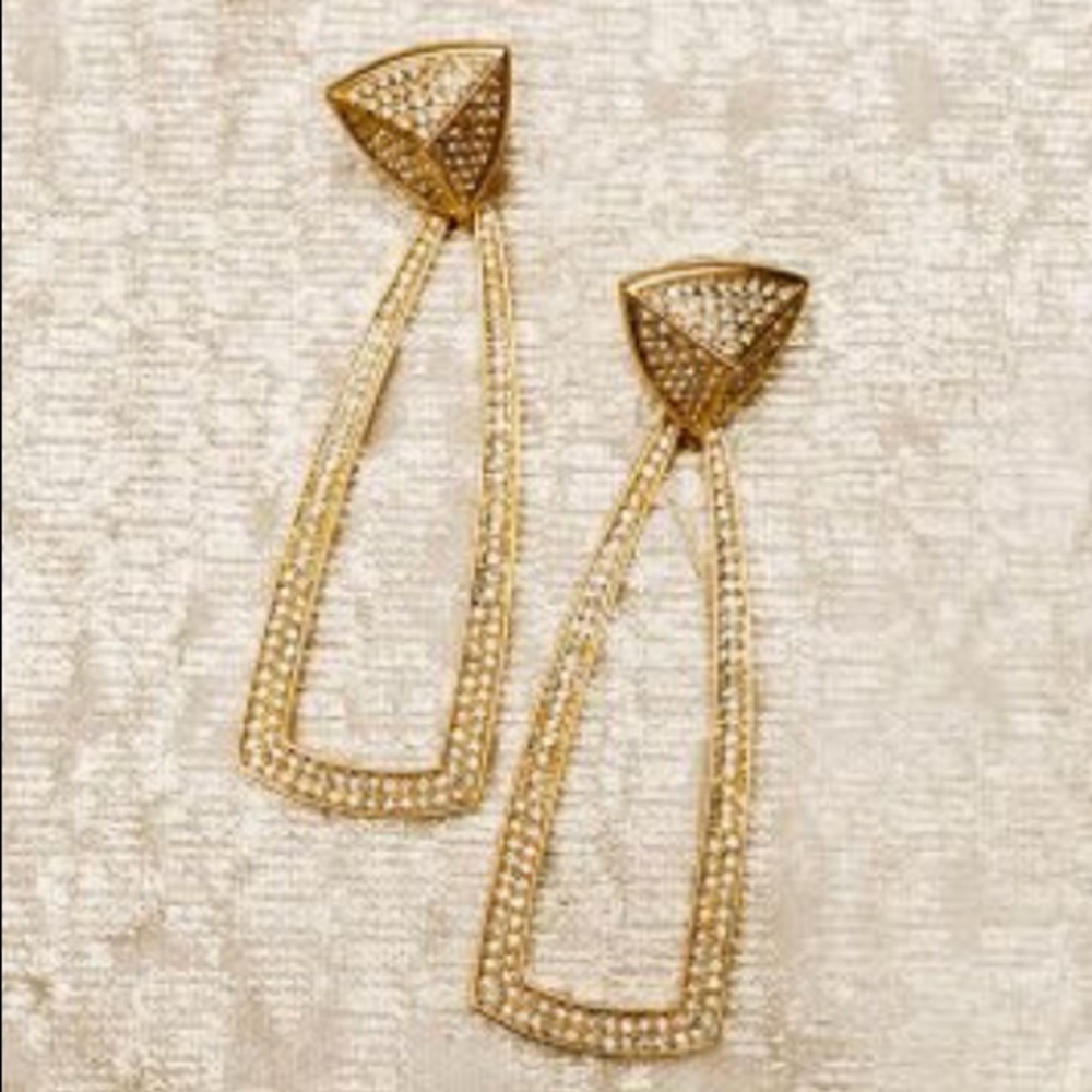 House of Harlow Pendant Gold & Crystal Earrings - Picture 3 of 3
